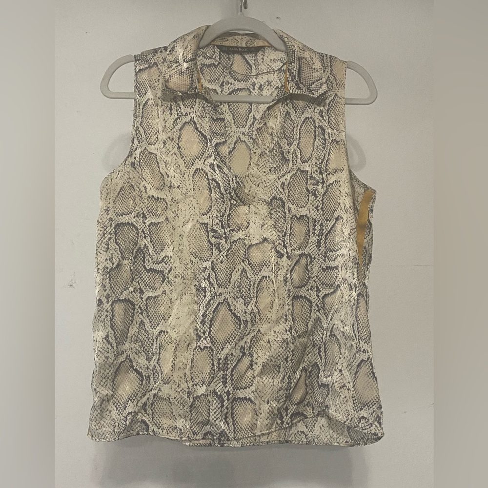 Zara Basic Snake Print Sleeveless Blouse